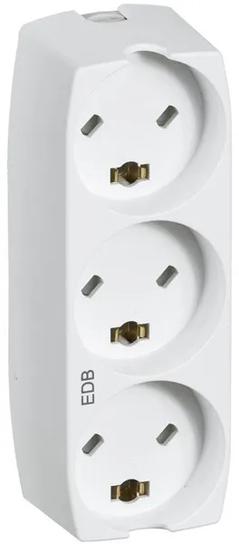 LK Power strip with 3 rectangular plugs EDB 2-pole with earth, white